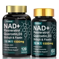 NAD+ Supplement 1500mg with Resveratrol | Cellular Health & Energy | 120/60 Caps picture