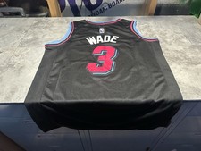 NWT Nike Miami Heat Dwayne Wade Miami Vice Swingman Jersey Size 48 Medium Black picture