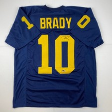 Facsimile Autographed Tom Brady Michigan Blue Reprint Jersey Size Men's XL picture