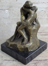 Signed Rodin Kiss Romance Love Lovers Bronze Marble Sculpture Statue Home Decor picture