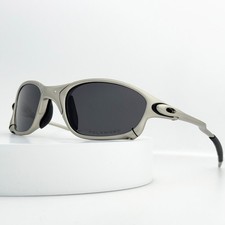Oakley OO6011 Sunglasses Satin Silver Frame Black Lens New picture