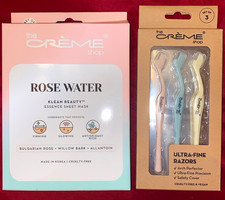 The Crème Shop Rose Water 5 Sheet Mask & Facial Razor Set Vegan Cruelty-Free picture