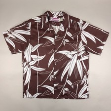 Vintage Waltah Clarke's Shirt Mens XL Brown Floral Leaf 60s Hawaiian Polyester picture