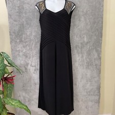 Women’s Candalite Formal Dress Size 1X maxi illusion back beaded cap sleeves picture