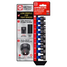 CARBYNE 9-Piece Metric Stubby Low Profile Impact Socket Set, 3/8 in. Drive picture