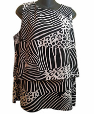 Chicos Black White Mixed Animal Print  Tank Top Size 1 Sleeveless picture