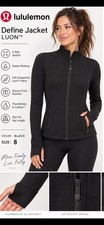Lululemon Define Women’s Jacket Luon Black Size 8 Full Zip Slim Fit NWT picture