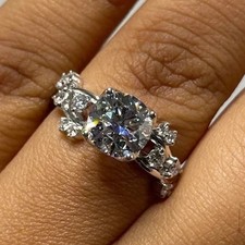 IGI 2.30 Ct Cushion-Cut VS1 Lab Grown Diamond Prong Wedding Ring 14k White Gold picture