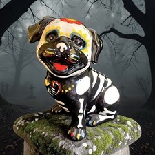 Blue Sky Clayworks Sugar Skull Pug Dog Skeleton Day of the Dead Halloween EXC picture