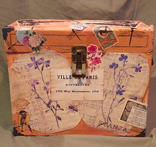 Shabby Chic Rectangular Vintage Paris-Themed Floral Decorative Box with Lid picture