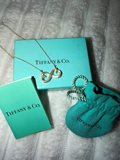 Tiffany & Co. Signed 925 Sterling Silver Infinity Pendant Cable Chain Necklace picture