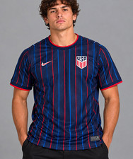 Nike USA USMNT Soccer Jersey Men’s XL Navy Blue Red Blue Striped Dri-FIT NWT picture