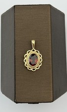 Garnet 9ct gold pendant , vintage and hallmarked , oval Garnet pendant  picture