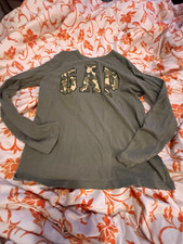 Gap Kids Boys Green Long Sleeve Logo T-Shirt Crew Neck Pullover Size M picture