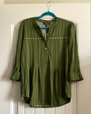 NWT Cocomo Green/Black Stripped Top L picture