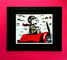 🔥AIDAN FLUX | Hand Signed Print Framed Ltd. Ed. of 69 COA SNOOPY AVIATOR picture