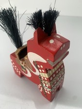VTG Japanese Miharu Koma Red Wooden Horse Hand Painted Fukushima Folk Art 3.5