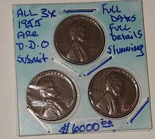 We have three 1955 D.D.O. Wheat Cents available.all For 1 Price  picture