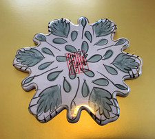 Vintage Blue Sky Clayworks Snowflake Trivet Candle Plate Heather Goldminc 2002 picture