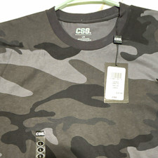 CSG. Men's Black/Gray Camouflage Logo Crew Neck Short Sleeve T-Shirt Size L picture