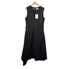 COS Gathered Asymmetric midi dress black minimalist 90s classic sz L picture
