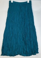 Vintage Savannah Blue Silk Broomstick Crinkle Maxi Skirt Size L Hippie 90s NWT picture