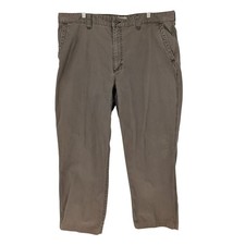 VTG L.L. Bean Chino Pant Men 42 Brown Olive Cotton Twill Straight Leg Flat Front picture