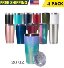 4 Pack 20oz Stainless Steel Tumbler Slider Lid Double Wall Vacuum Insulated   picture