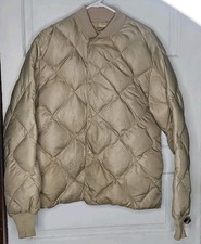 Vtg. 1950s Eddie Bauer 100%Down Quilted Puffer Jacket Size L Tan picture