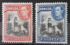 Bermuda 1938-52 KGVI 3d Both Colors  Mint  sg114 & 114a picture