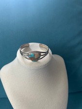 Vintage Kathy Yazzie Navajo Sterling Silver Turquoise Cuff Bracelet picture