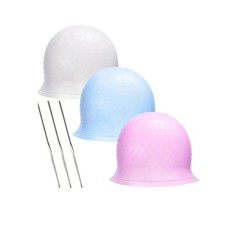2Pcs Reusable Silicone Hair Dye Cap Coloring Highlighting Cap Home Salon Kit picture