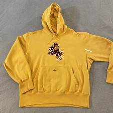 Arizona State Sun Devils Hoodie Mens Large Yellow Nike Center Swoosh Sweatshirt picture