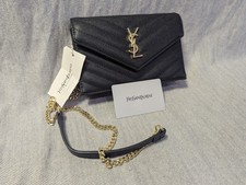 Authentic Saint Laurent YSL Monogram Envelope Wallet on Gold Chain  picture