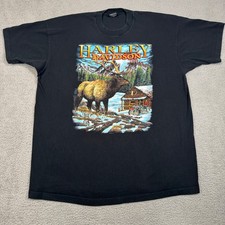 Vintage Harley Davidson Tee Shirt Mens 3XL Black 90s Stratman Single Stitch picture