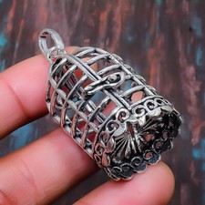 Designer Silver Cage Gemstone Handmade 925 Sterling Silver Jewelry Pendant picture