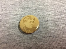 Antique Celluloid Victorian Photograph Portrait Lady Pinback Button picture