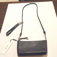 NWT Calvin Klein Hayden Black Saffiano Leather Crossbody Wristlet picture