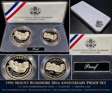 1991-S Mount Rushmore 50th Anniversary Proof Silver Dollar Coin 90% silver picture