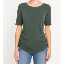 Boden Womens Green Ruched Side Short Sleeve Boat Neck Top W0050 Size US 10 picture