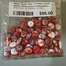 Red Spiny Oyster Shell Beads 4x12mm Jewelry Making 79 Pieces picture