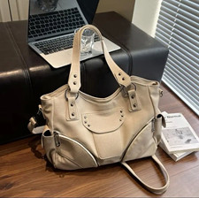 Vintage Rivet Star Hobo Tote Bag for Women, Soft PU Large Capacity Multi Zipper picture