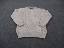 Irelands Eye Sweater Women L Gray Wool Relaxed Casual Preppy Cable Knit Pullover picture