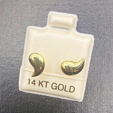 14K Yellow Gold Curved Teardrop Stud Earrings – Women’s Fine Jewelry picture