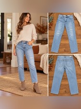 Pilcro by Anthropologie Distressed Light Wash Slim Boyfriend Jeans – Size 27 picture