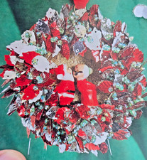 RARE LeeWards KISSING SANTAS WREATH Vtg Sequin Bead Christmas Ornament Kit NOS picture