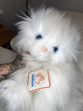 VTG 1988 Applause White Persian Cat Kitty Plush Fluffy Long Hair Blue Eyes RARE picture