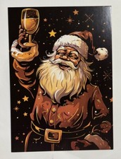 Merry Christmas Unused Postcard Greeting Card Vintage Style Black & Gold 4 X 6 picture