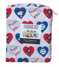 Peanuts Snoopy & Lucy Baseball Hearts Twin Sheet Set By Berkshire 4 Piece Set picture