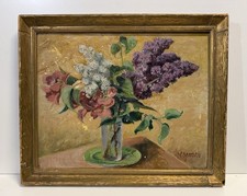 Vintage Still Life Painting On Board Signed Framed picture
